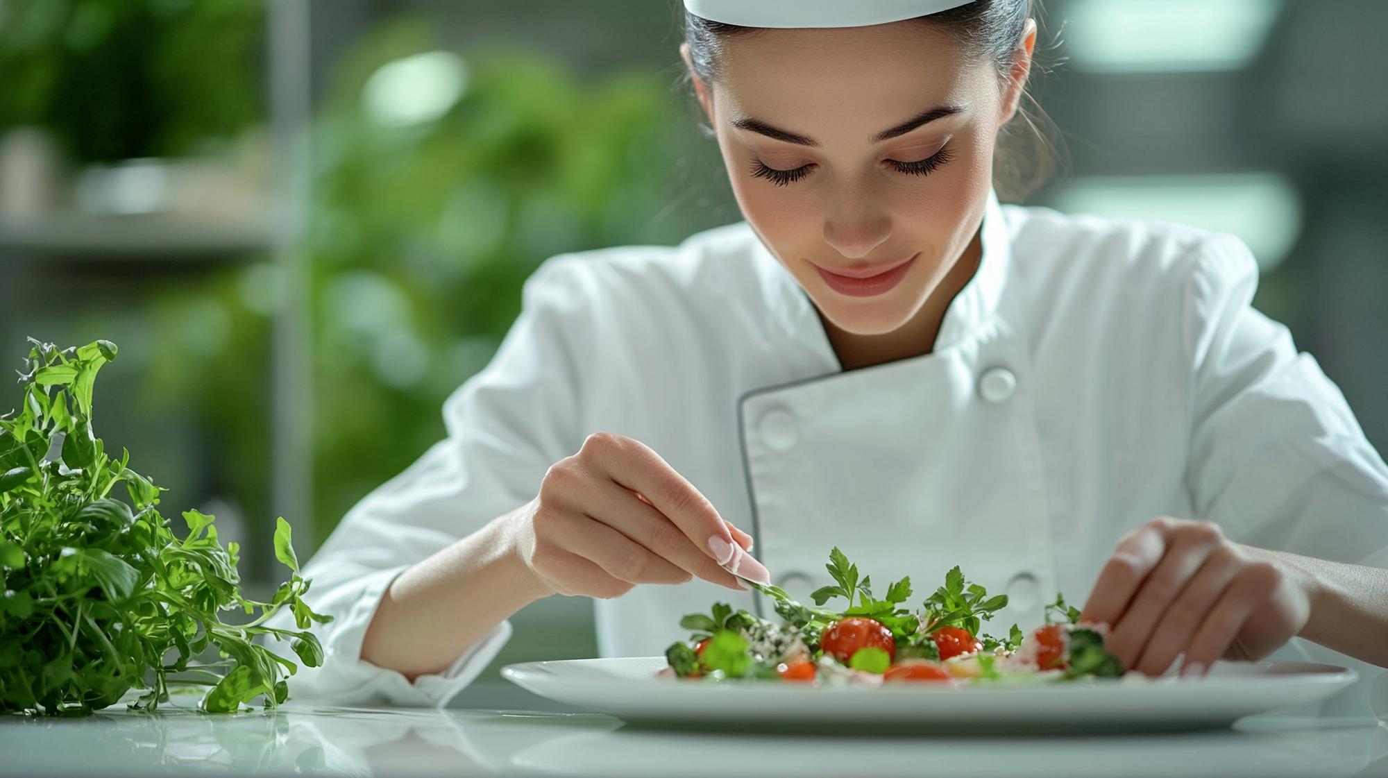 Home chef plating a seasonal salad